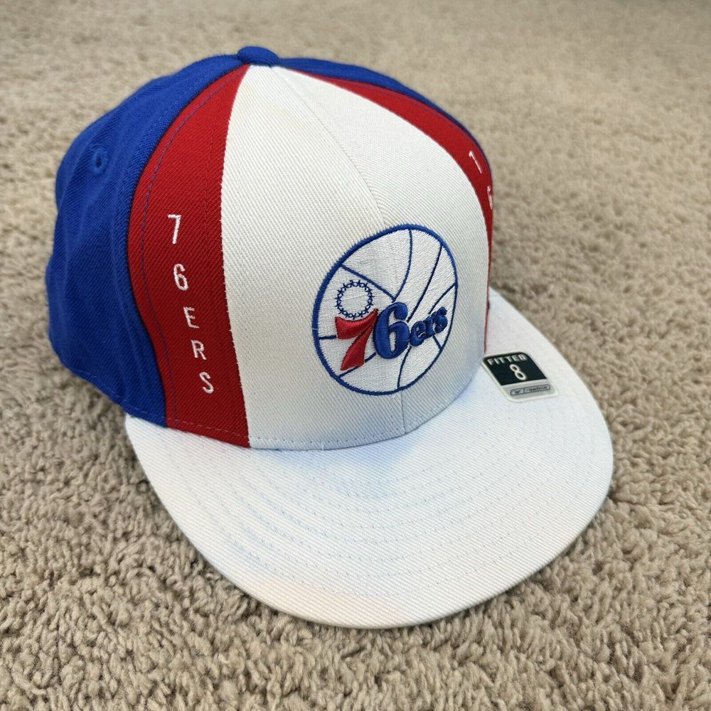 Philadelphia 76ers Hat Reebok Fitted 8 Hardwood Classics White Team Logo Vtg Cap